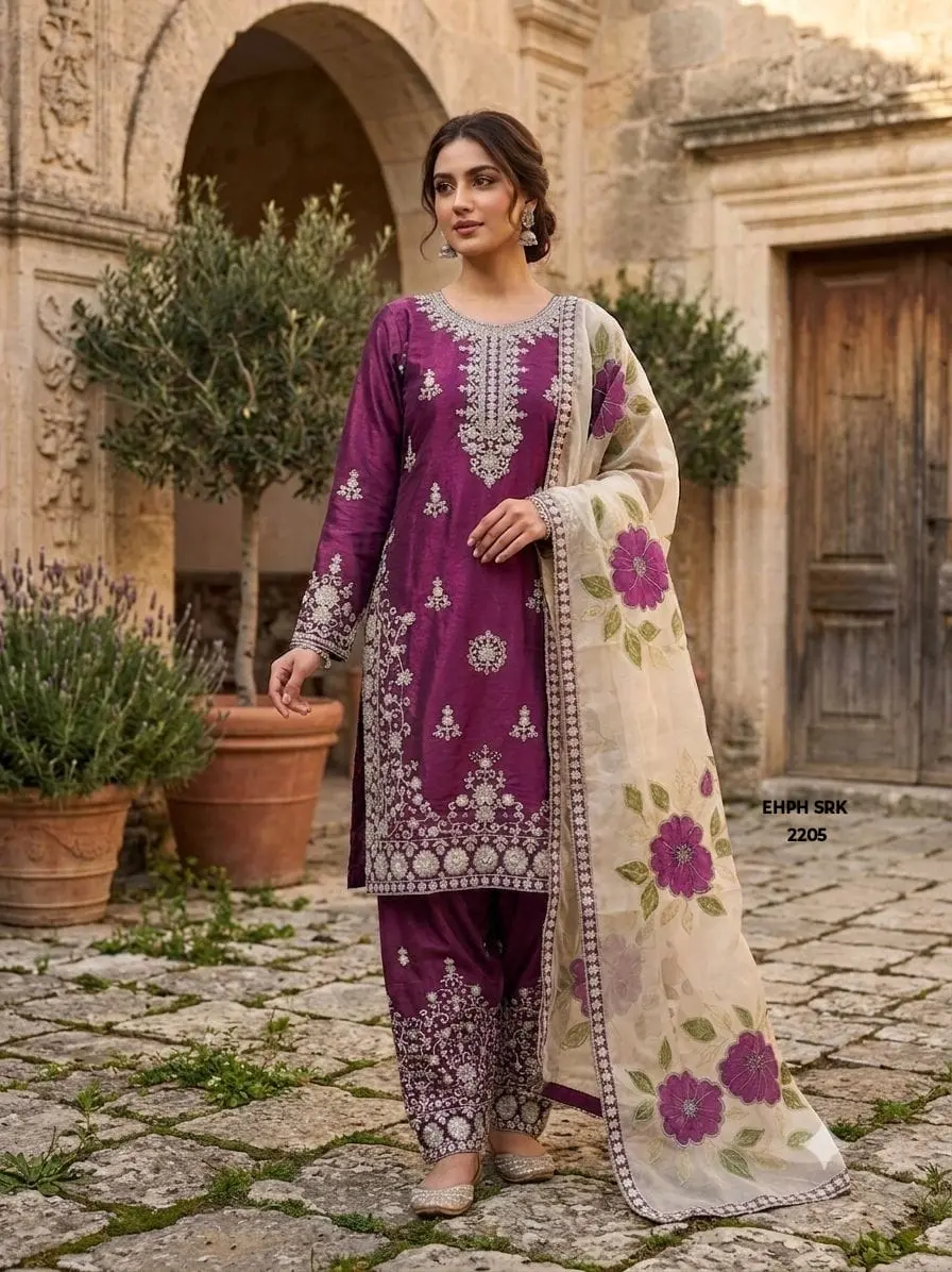Mehndi Olive Green Jimi Chu Silk Heavily Embroidered Straight Kurta with Palazzo Pants